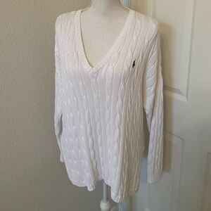 Ralph Lauren Polo White Cable Knit Sweater